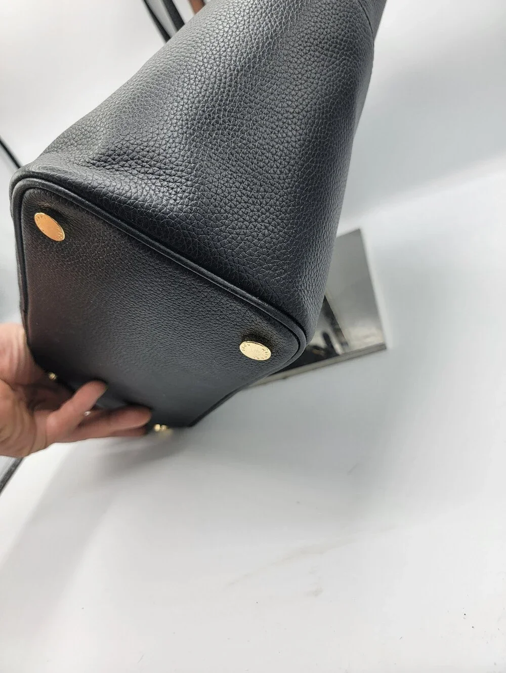 Michael Kors Black Pebbled Leather Tote with Gold Hardware